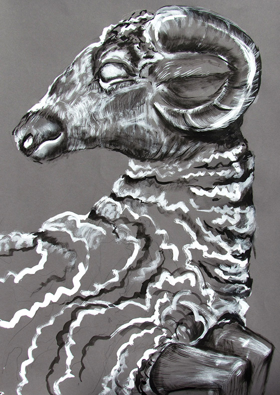 Liz Downing drawing, I Will Kill You a Sheep