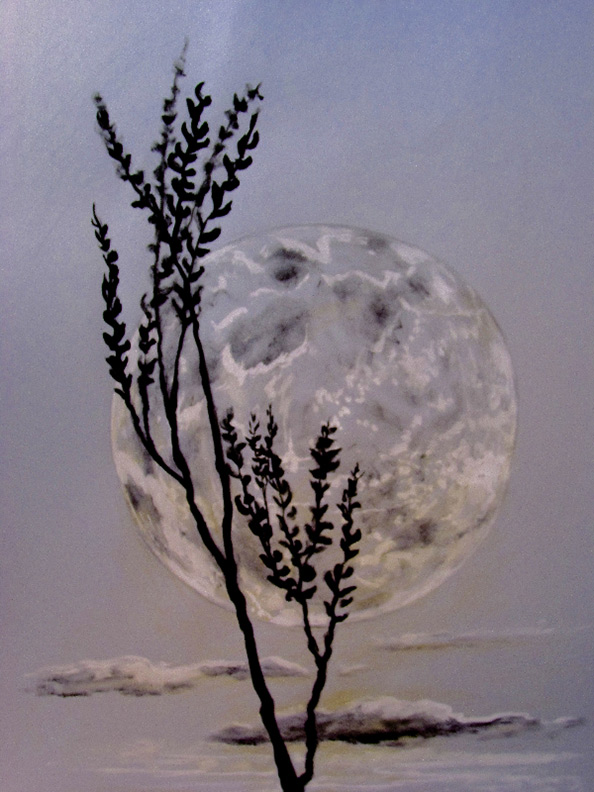 Liz Downing drawing, Leaning Moon