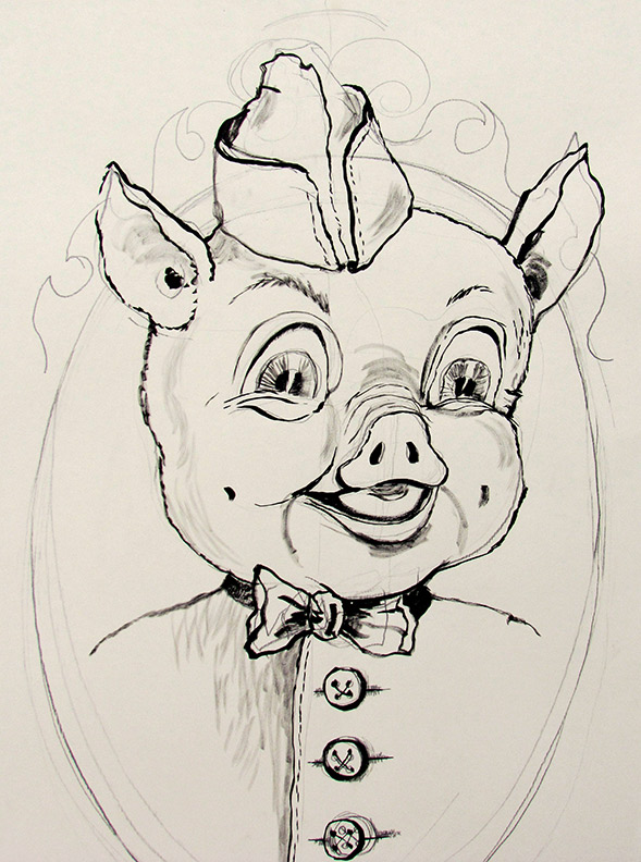 Liz Downing drawing, Piggly Wiggly