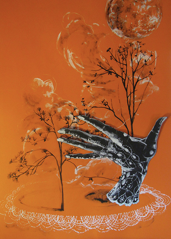 Liz Downing drawing, Roosting Moon