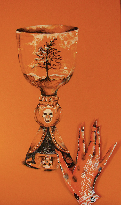 Liz Downing drawing, Hand And The Chalice