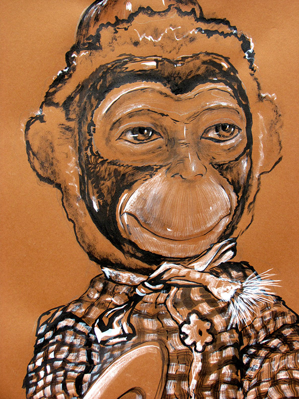 Monkey Wind Up Toy Brown