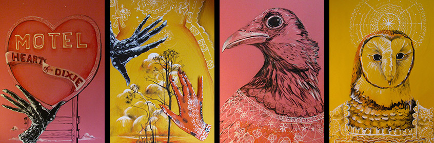 Liz Downing drawings gallery, Dream Series, Crankie Images With Puppets